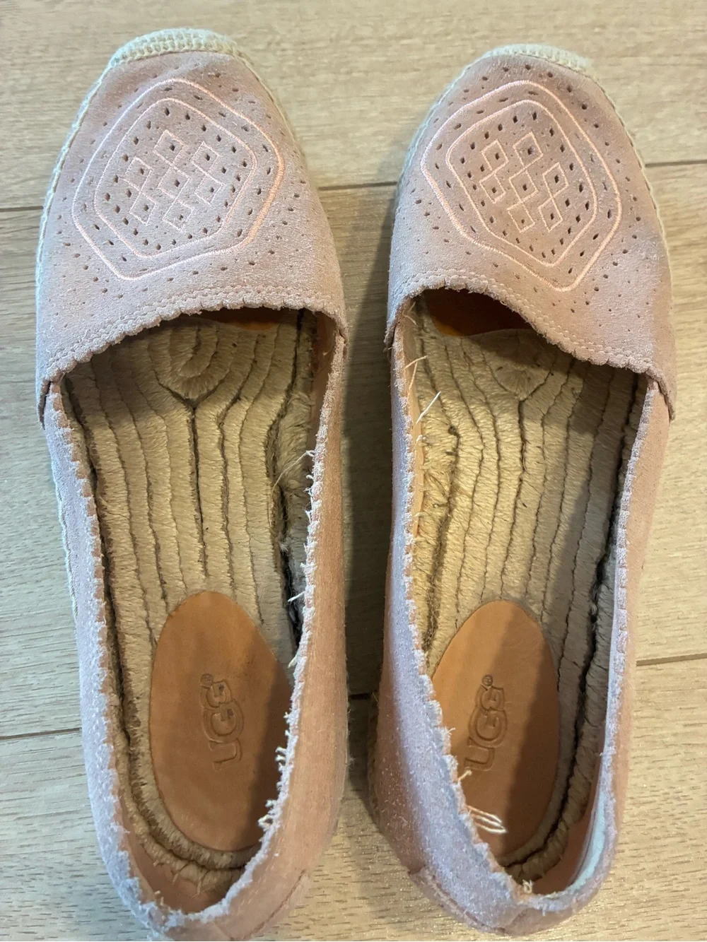 Ugg Women’s Heidi Perforated Espadrille Loafer Suede Pink Size 10